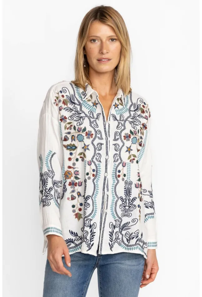 Women Johnny Was Tops Merrick Blouse Natural
