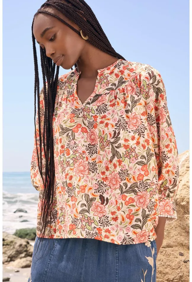 Women Johnny Was Tops Valencia Circle Yoke Blouse Multi