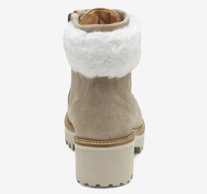 Women Johnston and Murphy Emmalynn Quilted Hiker Boot Taupe SuedeShearling Boots and Booties