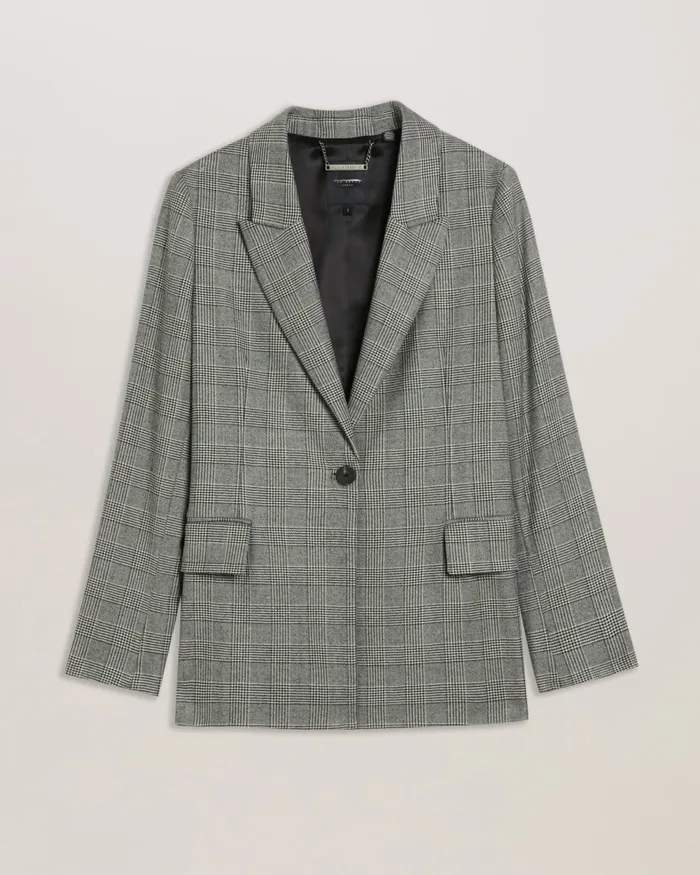 Women JOMMIA 8211 Wool Check Boyfriend Blazer Black Ted Baker Coats and Jackets