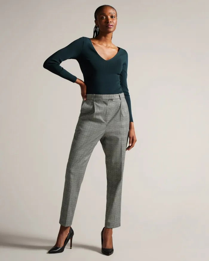 Women JOMMIAL 8211 Wool Check Tapered Trousers Black Ted Baker Trousers and Shorts Women JOMMIAL 8211 Wool Check Tapered Trousers Black Ted Baker Trousers and Shorts