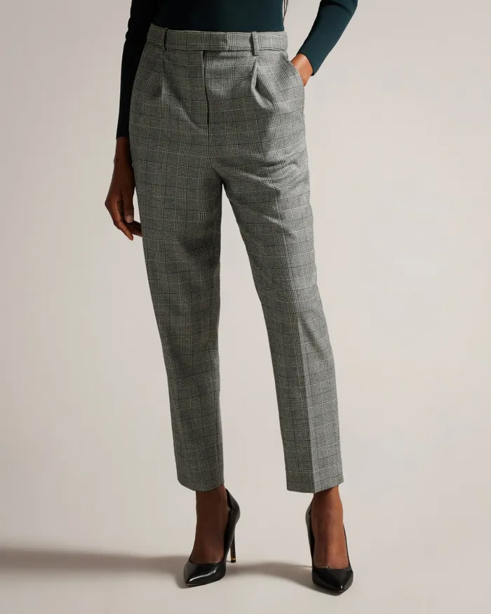 Women JOMMIAL 8211 Wool Check Tapered Trousers Black Ted Baker Trousers and Shorts Women JOMMIAL 8211 Wool Check Tapered Trousers Black Ted Baker Trousers and Shorts