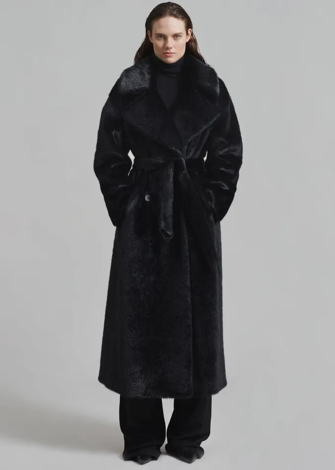 Women Joni Faux Fur Coat 8211 Black The Frankie Shop Outerwear