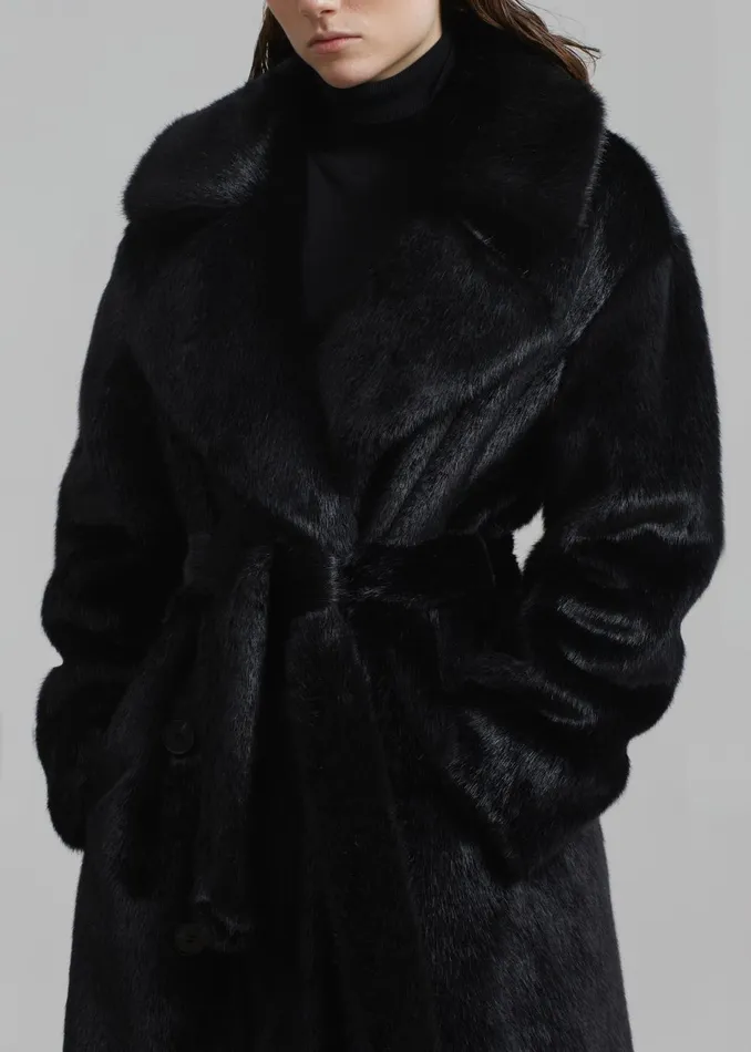 Women Joni Faux Fur Coat 8211 Black The Frankie Shop Outerwear