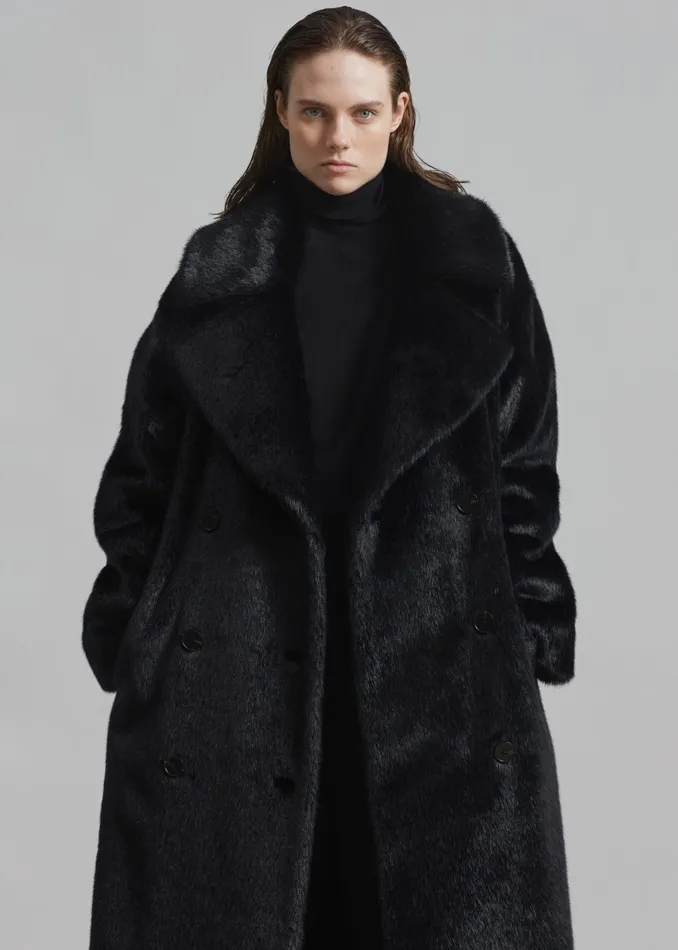 Women Joni Faux Fur Coat 8211 Black The Frankie Shop Outerwear