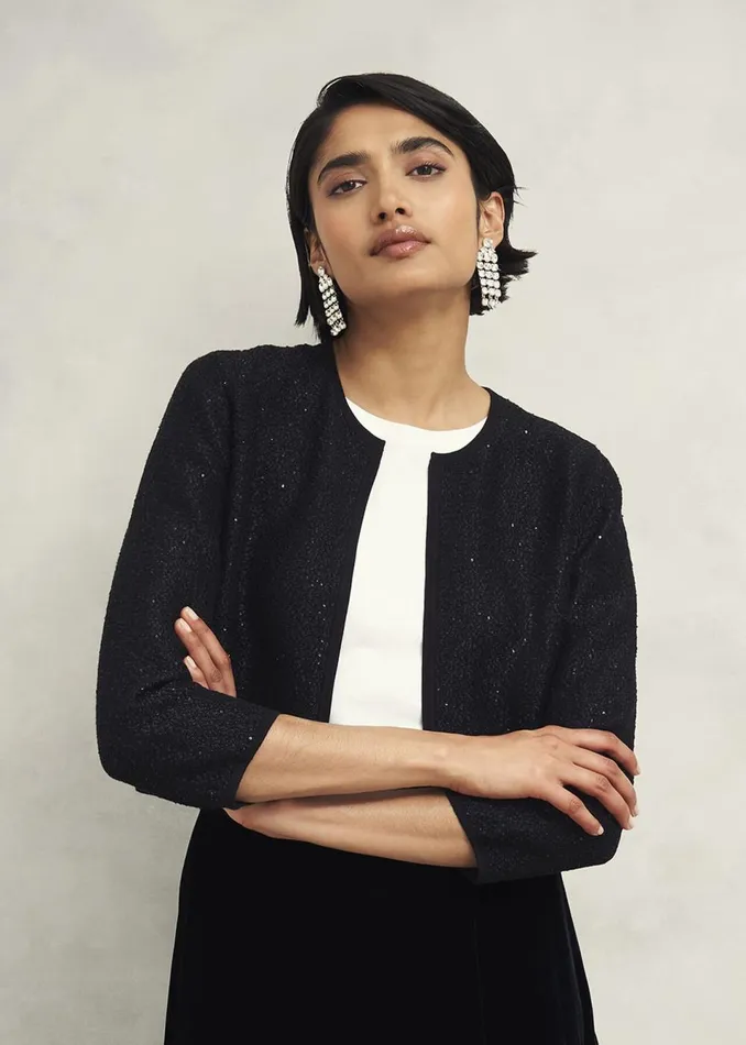 Women Jumpers and Cardigans Hobbs Elin Sequin Cardigan Black
