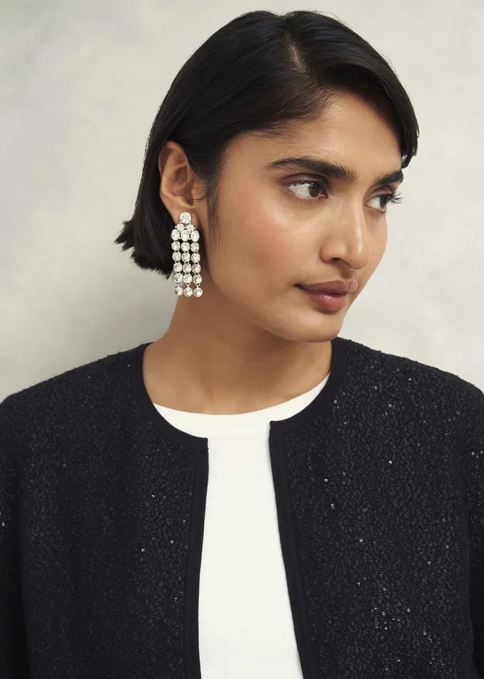 Women Jumpers and Cardigans Hobbs Elin Sequin Cardigan Black