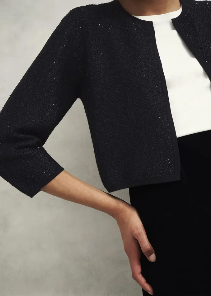 Women Jumpers and Cardigans Hobbs Elin Sequin Cardigan Black