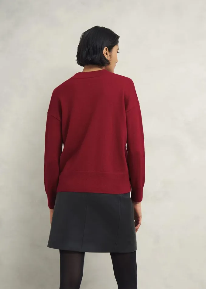 Women Jumpers and Cardigans Hobbs Lettie V Neck Jumper With Cashmere Pomegranate Red