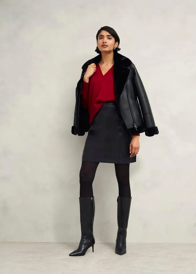 Women Jumpers and Cardigans Hobbs Lettie V Neck Jumper With Cashmere Pomegranate Red