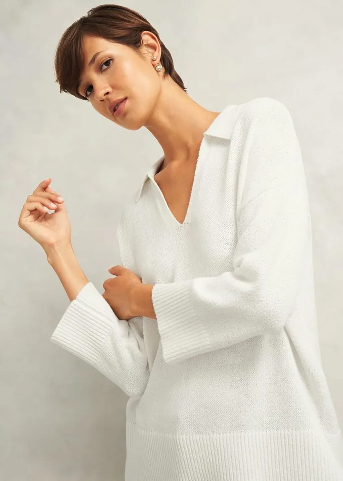 Women Jumpers and Cardigans Hobbs Madelyn Cotton Blend Jumper Warm Ivory