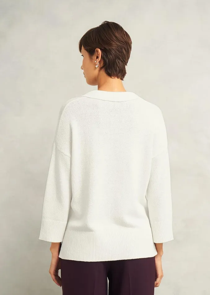 Women Jumpers and Cardigans Hobbs Madelyn Cotton Blend Jumper Warm Ivory
