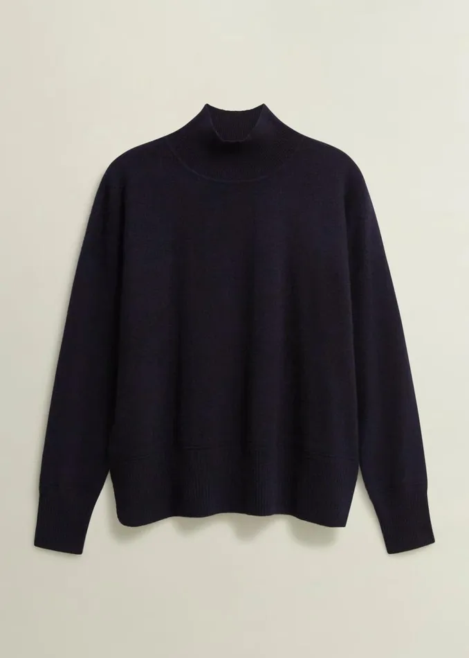 Women Jumpers and Cardigans Hobbs Marlena Cashmere Funnel Neck Jumper Hobbs Navy