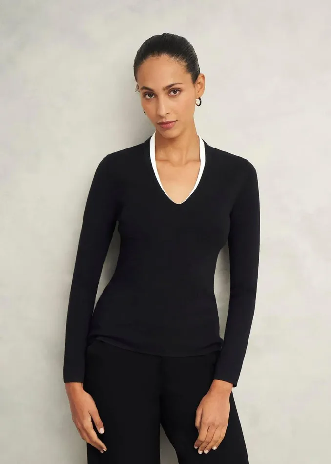 Women Jumpers and Cardigans Hobbs Scarlett Knitted Top Black Ivory