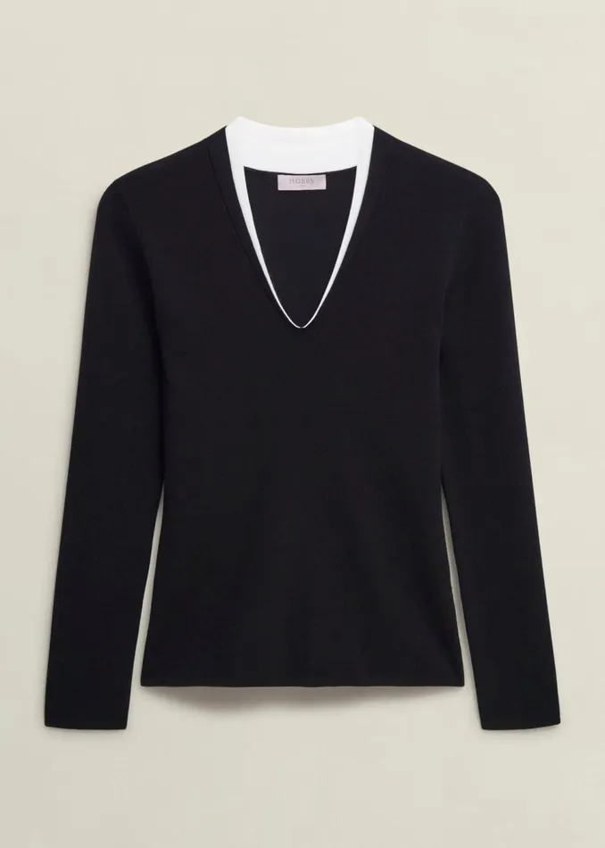 Women Jumpers and Cardigans Hobbs Scarlett Knitted Top Black Ivory