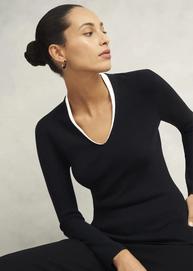 Women Jumpers and Cardigans Hobbs Scarlett Knitted Top Black Ivory