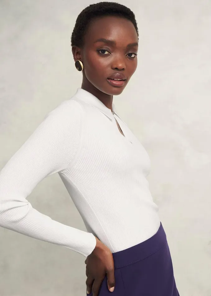 Women Jumpers and Cardigans Hobbs Sierra Knitted Shirt Warm Ivory