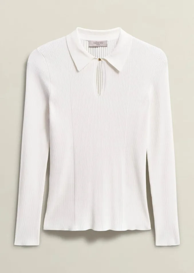 Women Jumpers and Cardigans Hobbs Sierra Knitted Shirt Warm Ivory