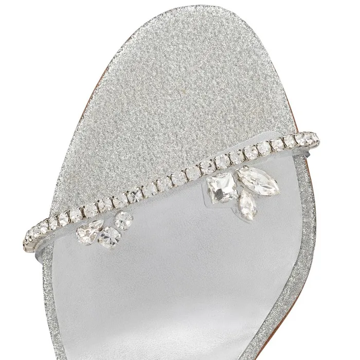 Women Just Queen 70 Mm Sandals 8211 Glittered Calf Leather And PVC 8211 Silver Christian Louboutin Sandals and Slides