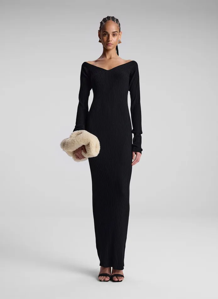 Women Keaton Ribbed Merino Maxi Dress Black ALC Sweaters