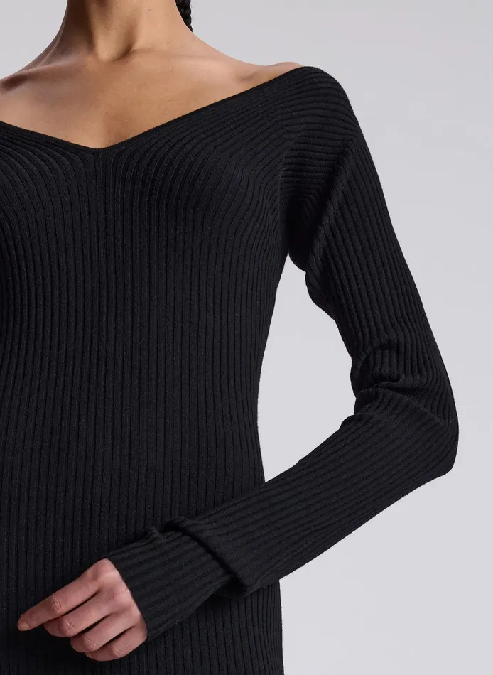 Women Keaton Ribbed Merino Maxi Dress Black ALC Sweaters