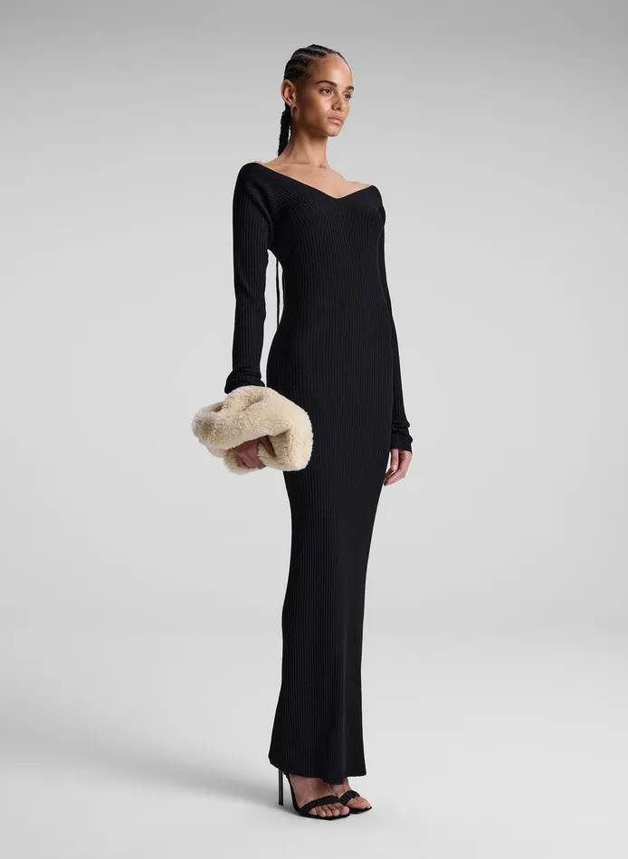 Women Keaton Ribbed Merino Maxi Dress Black ALC Sweaters