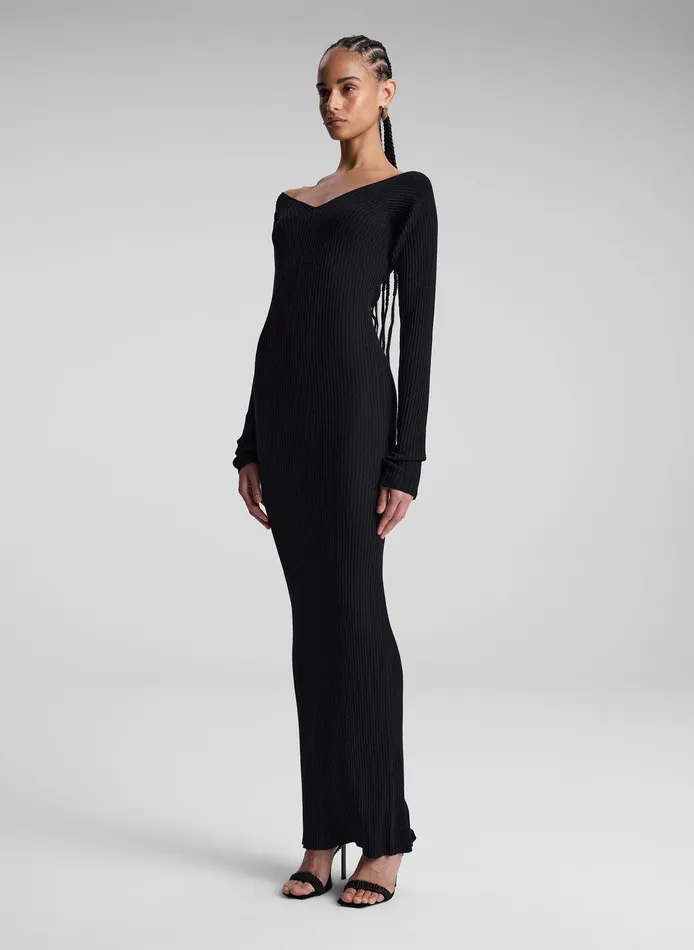 Women Keaton Ribbed Merino Maxi Dress Black ALC Sweaters