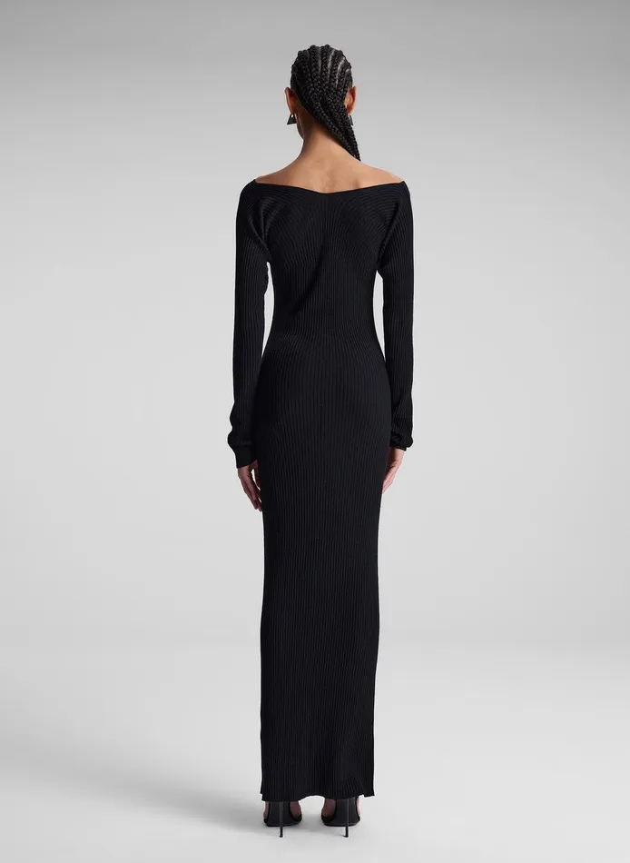 Women Keaton Ribbed Merino Maxi Dress Black ALC Sweaters