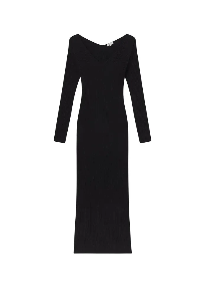 Women Keaton Ribbed Merino Maxi Dress Black ALC Sweaters