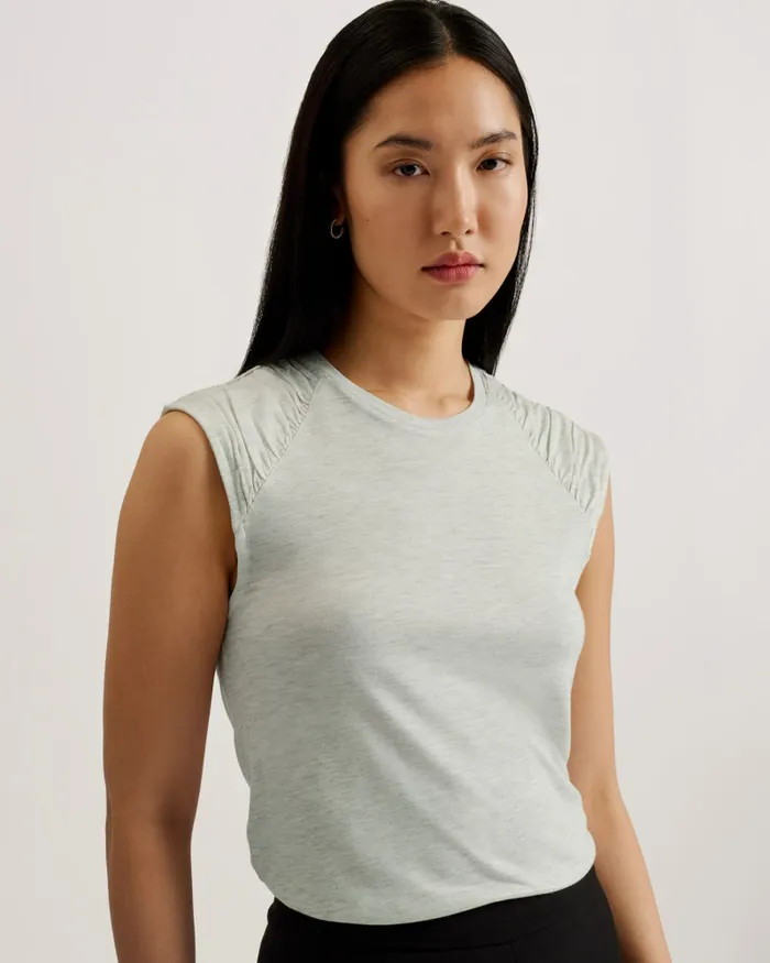 Women KERINHA 8211 Shoulder Gather Detail Vest Top Greymarl Ted Baker Tops and Blouses