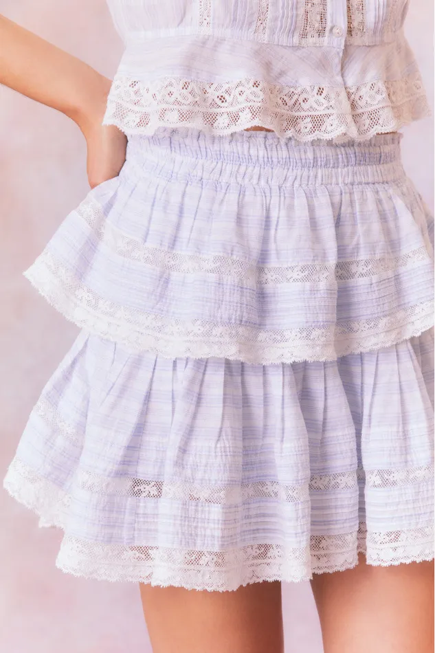 WomenKids Skirts LoveShackFancy Ruffle Mini Stripe Cotton Skirt Vintage Voyage WomenKids Skirts LoveShackFancy Ruffle Mini Stripe Cotton Skirt Vintage Voyage