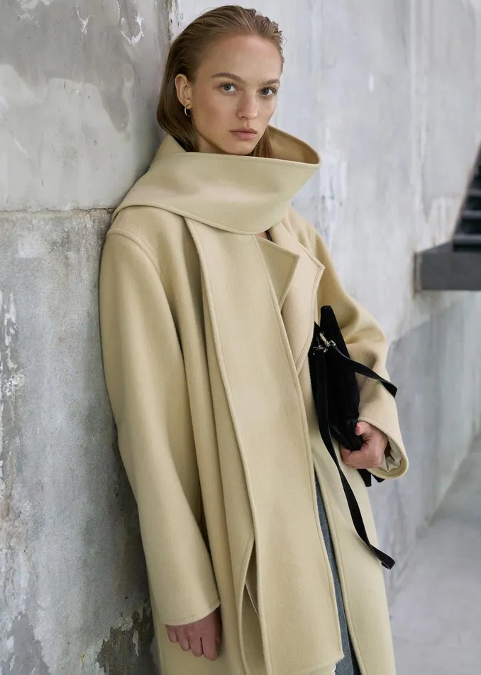 Women Kiva Wool Coat 8211 Beige The Frankie Shop Outerwear