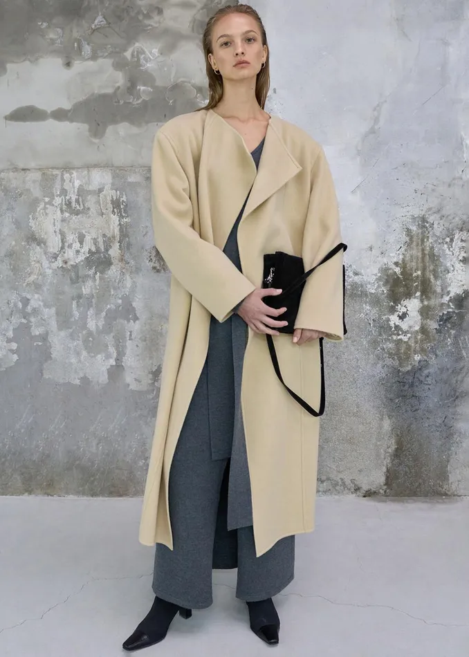 Women Kiva Wool Coat 8211 Beige The Frankie Shop Outerwear