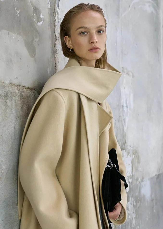 Women Kiva Wool Coat 8211 Beige The Frankie Shop Outerwear
