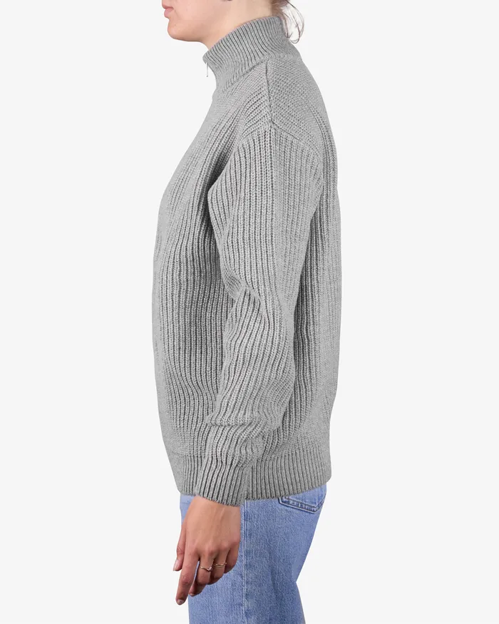 Women Knit Sweaters Colorfulstandard Merino Quarter Zip 8211 Lava Grey