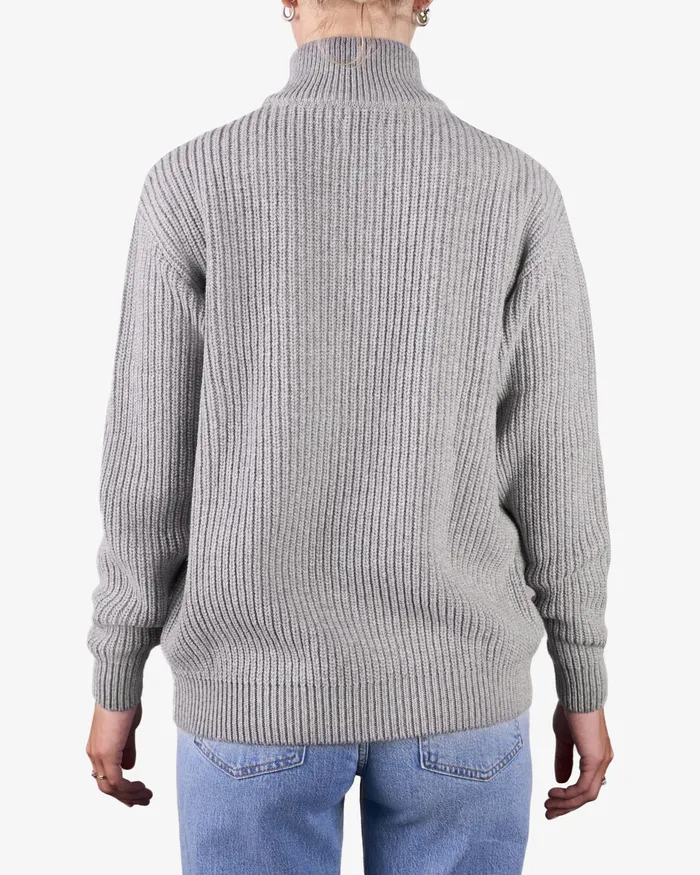 Women Knit Sweaters Colorfulstandard Merino Quarter Zip 8211 Lava Grey