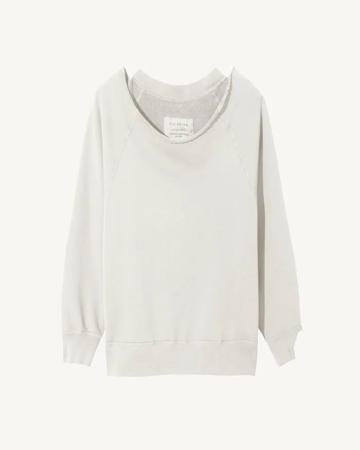 Women Knits and Sweaters Nili Lotan LUKA SCOOP NECK SWEATSHIRT Washed Black