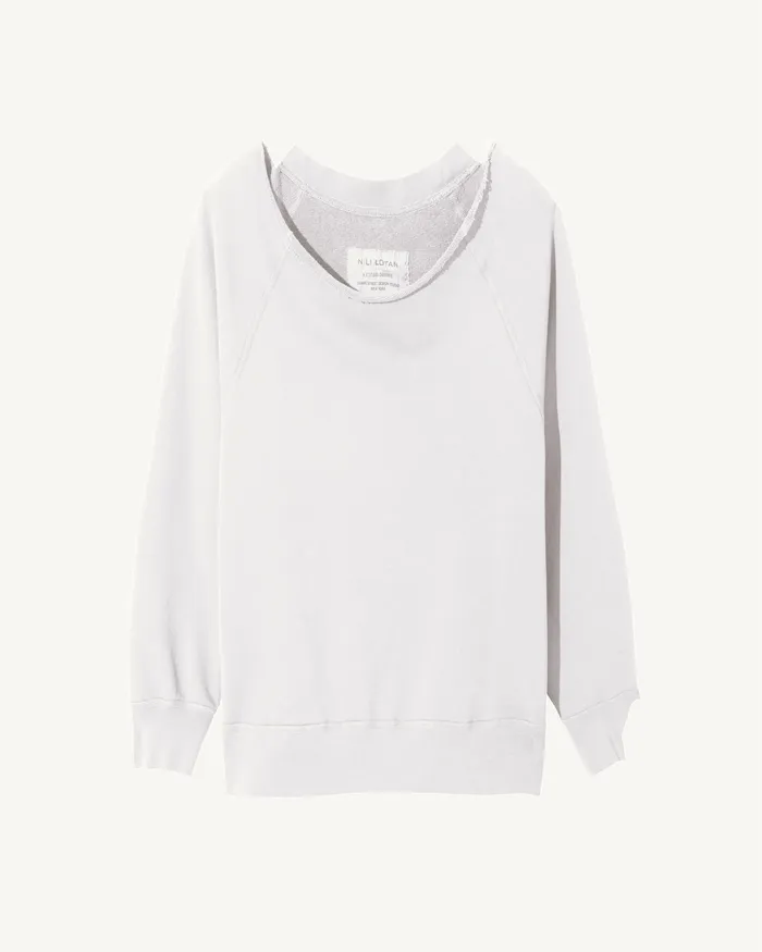 Women Knits and Sweaters Nili Lotan LUKA SCOOP NECK SWEATSHIRT Washed Black