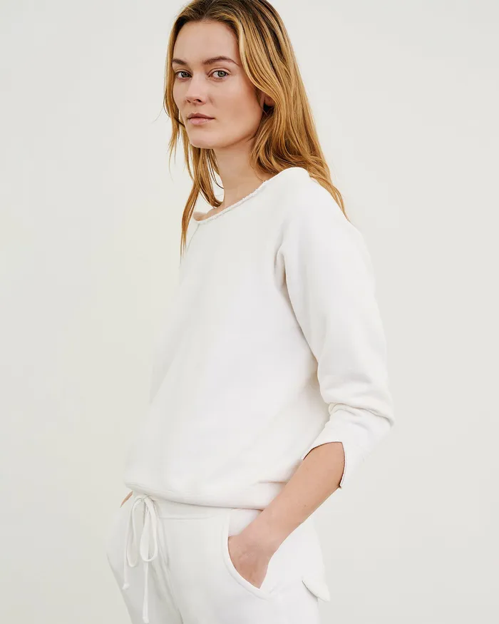 Women Knits and Sweaters Nili Lotan LUKA SCOOP NECK SWEATSHIRT Washed Black