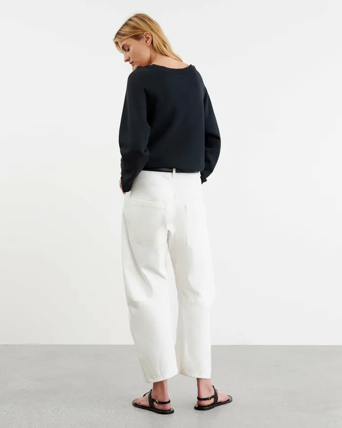 Women Knits and Sweaters Nili Lotan LUKA SCOOP NECK SWEATSHIRT Washed Black