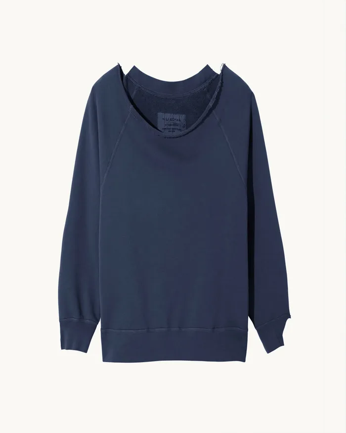 Women Knits and Sweaters Nili Lotan LUKA SCOOP NECK SWEATSHIRT Washed Black
