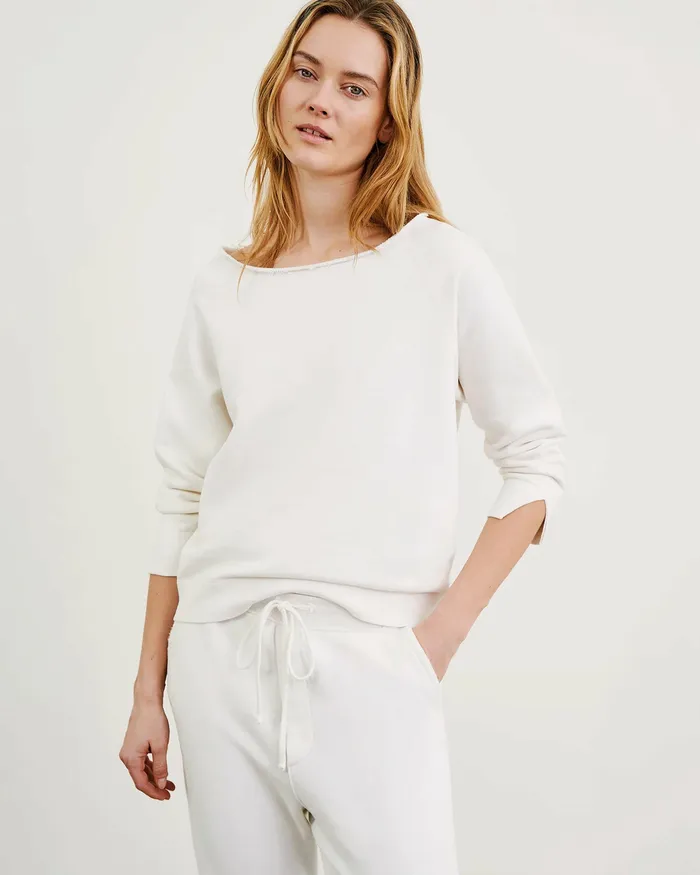 Women Knits and Sweaters Nili Lotan LUKA SCOOP NECK SWEATSHIRT Washed Black