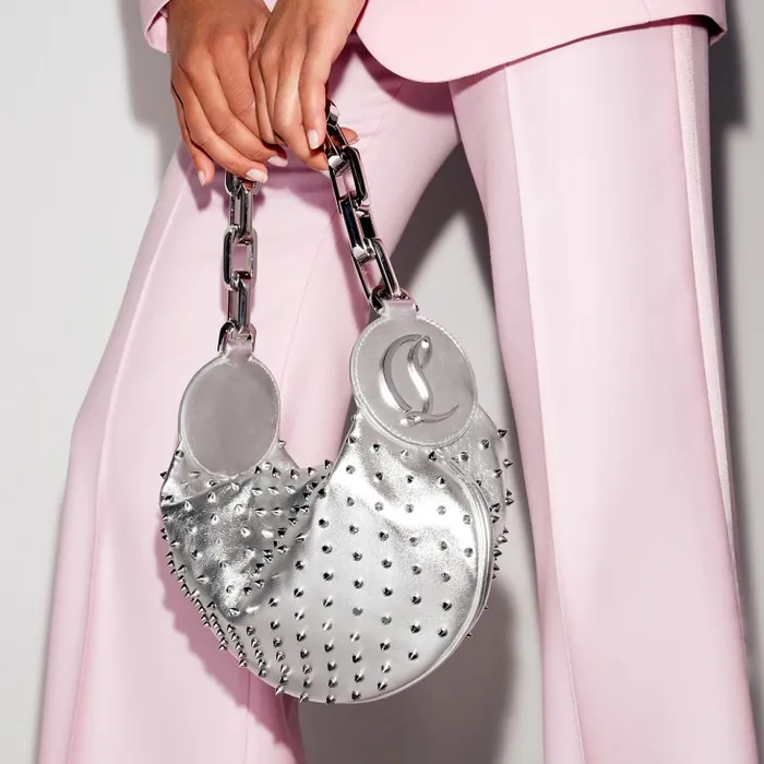 Women Le 54 Chain Bag 8211 Nappa Leather And Spikes 8211 Silver Christian Louboutin Clutches and Evening Bags Women Le 54 Chain Bag 8211 Nappa Leather And Spikes 8211 Silver Christian Louboutin Clutches and Evening Bags