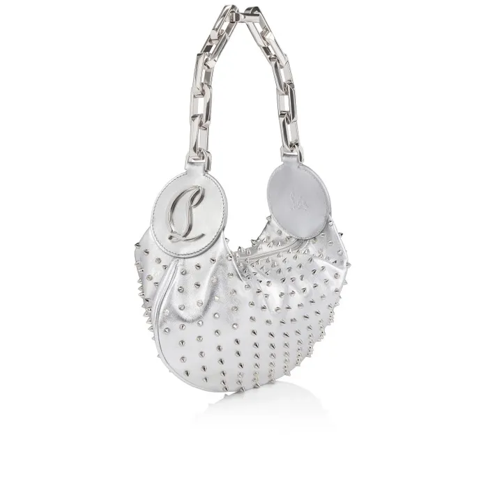 Women Le 54 Chain Bag 8211 Nappa Leather And Spikes 8211 Silver Christian Louboutin Clutches and Evening Bags