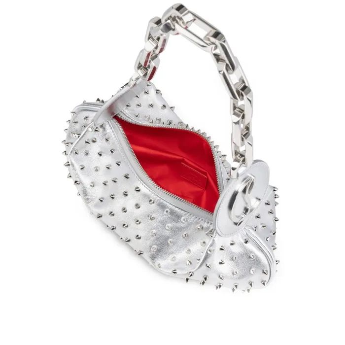 Women Le 54 Chain Bag 8211 Nappa Leather And Spikes 8211 Silver Christian Louboutin Clutches and Evening Bags