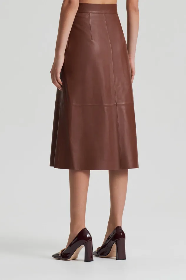 Women Leather Scanlan Theodore LEATHER LONG SKIRT TAN