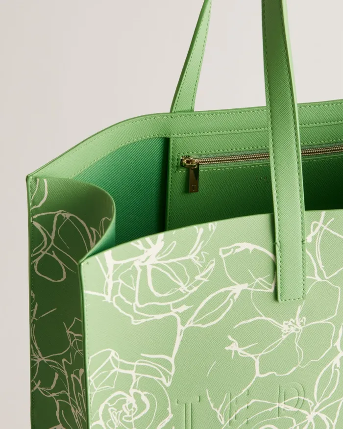 Women LINACON 8211 Abstract Floral Large Icon Tote Bag Light Green Ted Baker Tote Bags
