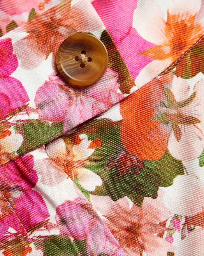 Women LIVENZA 8211 Floral Print High Waisted Shorts Pink Ted Baker Trousers and Shorts