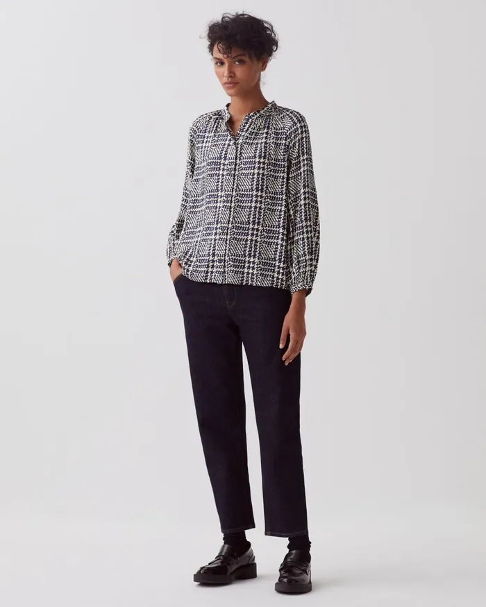Women LongSleeve Silky Blouse Houndstooth Ble Comptoir Des Cotonniers Blouses and Shirts and Tops Women LongSleeve Silky Blouse Houndstooth Ble Comptoir Des Cotonniers Blouses and Shirts and Tops
