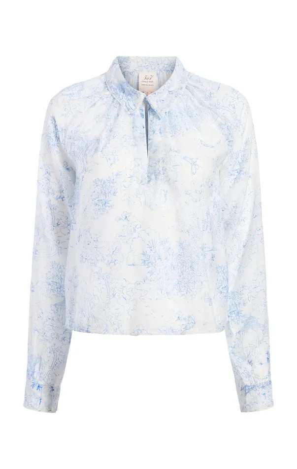 Women Long Sleeve Tops Cinq Sept Garden Toile Mila Top Whiteblue